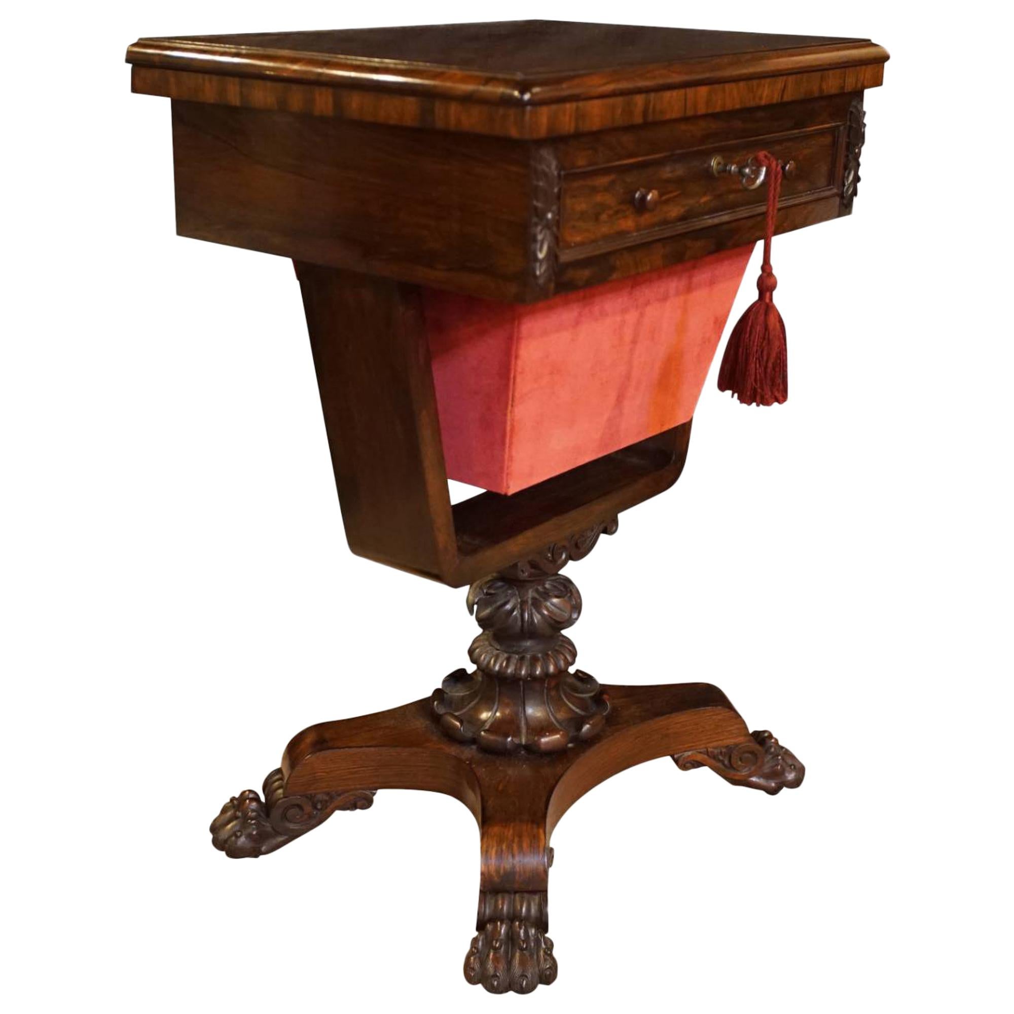 William IV Rosewood Work/Games/Writing Table For Sale