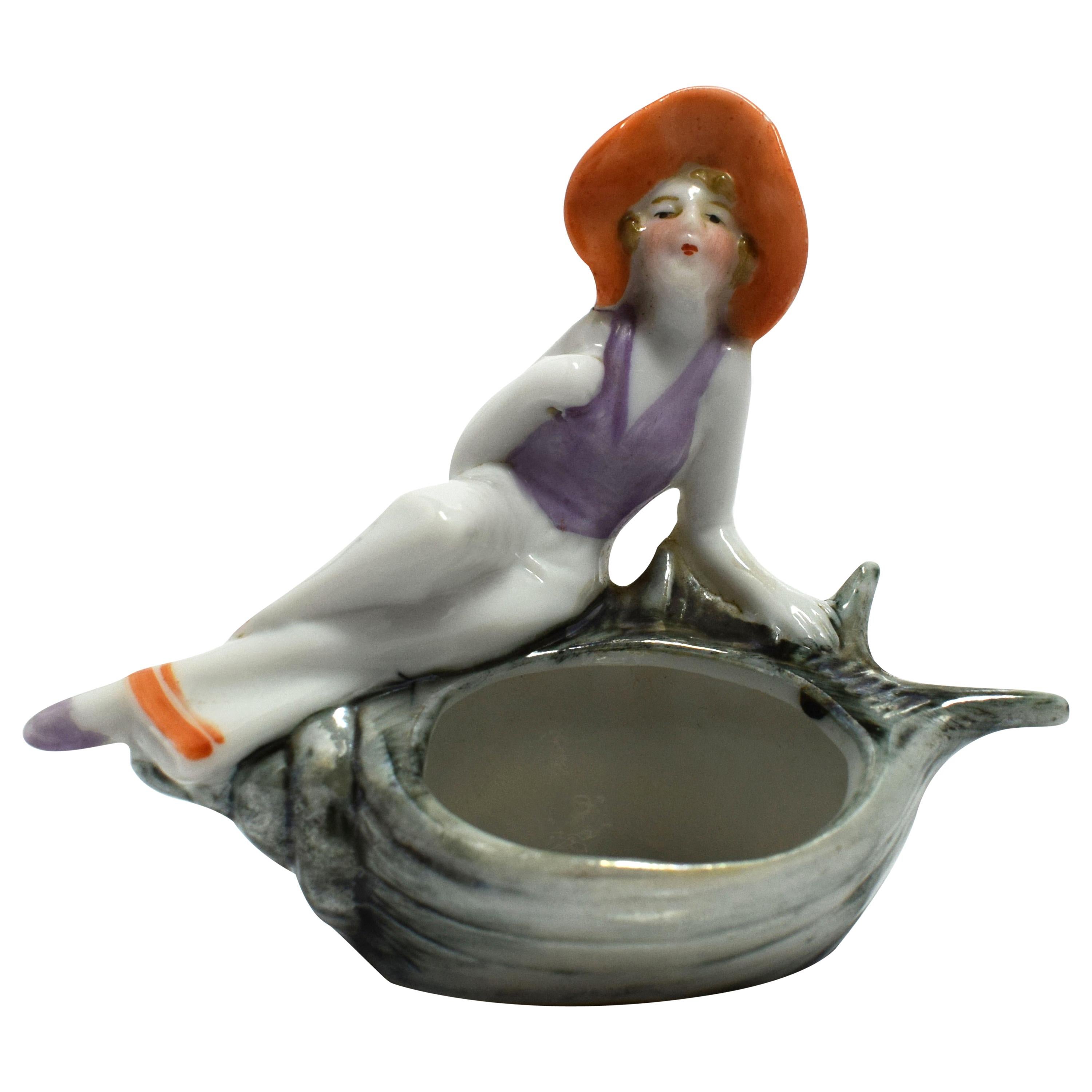 Art Deco French Souvenir Porcelain Trinket Tray For Sale
