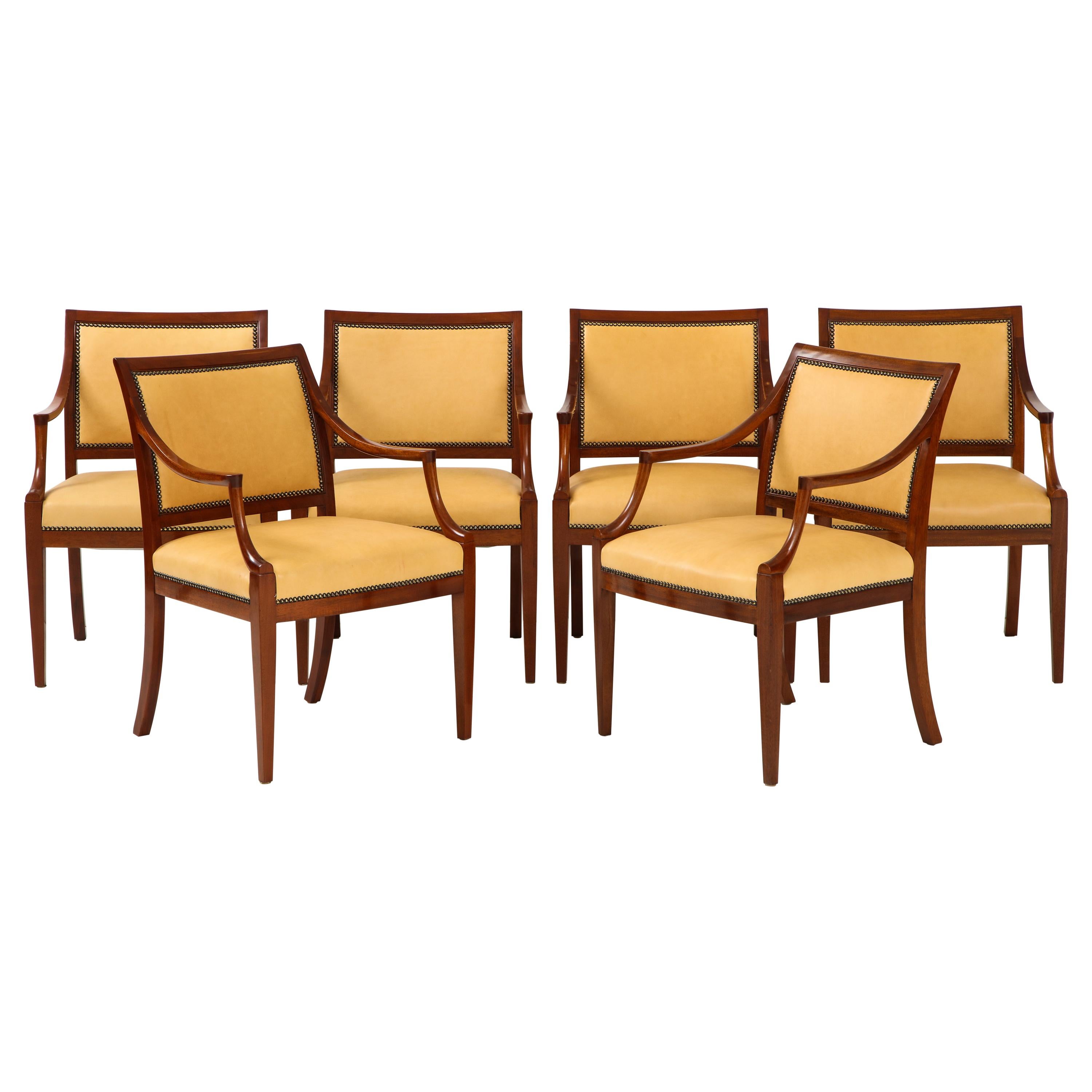 Set of Four Danish Mahogany Open Armchairs by Frits Henningsen, circa 1940s