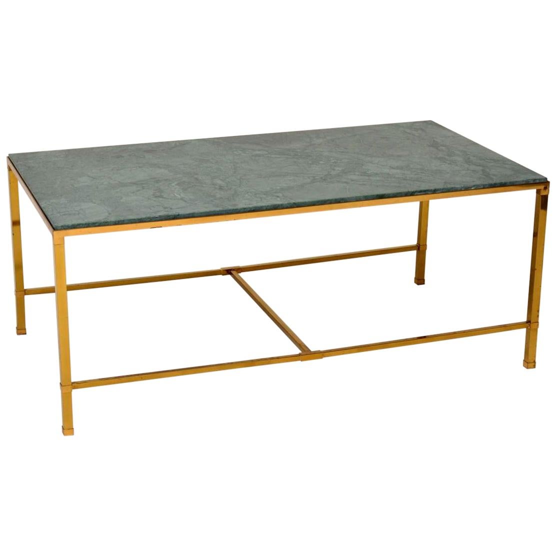 1950s Vintage Brass and Marble Coffee Table