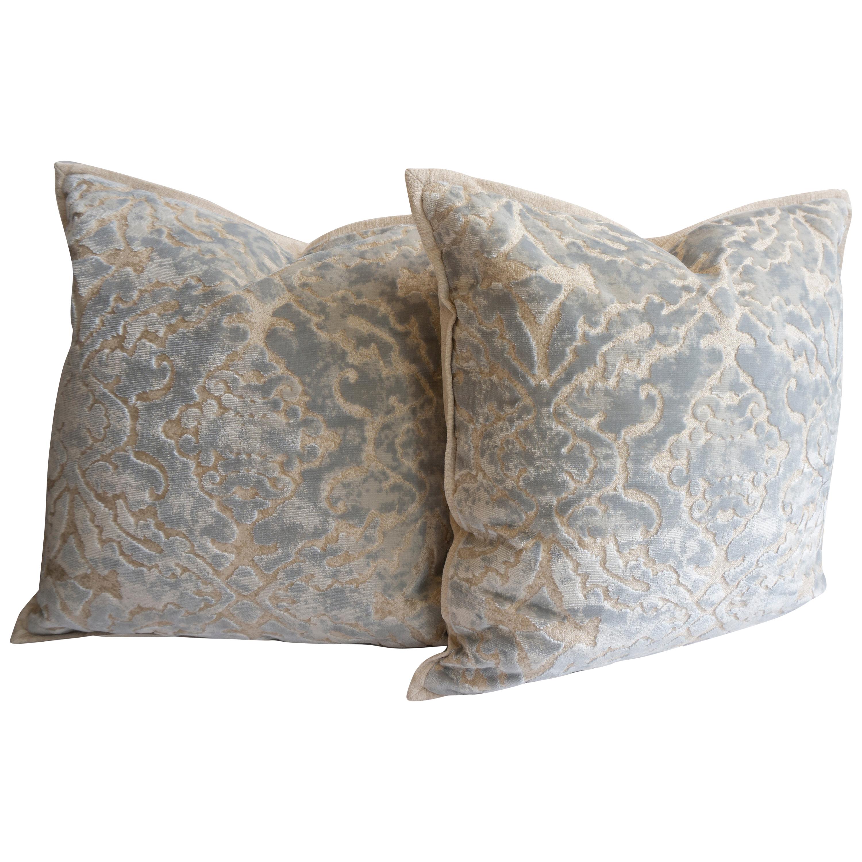 Throw Pillows in Cut Velvet Damask Pattern