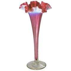 Murano Cranberry Art Glass Fazzoletto Vase