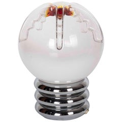 Murano Glass Space Age Ball Table Lamp with Two-Tone Filigree in Relief
