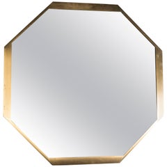 Octogonal Wall Mirror with a Brass Metal Frame
