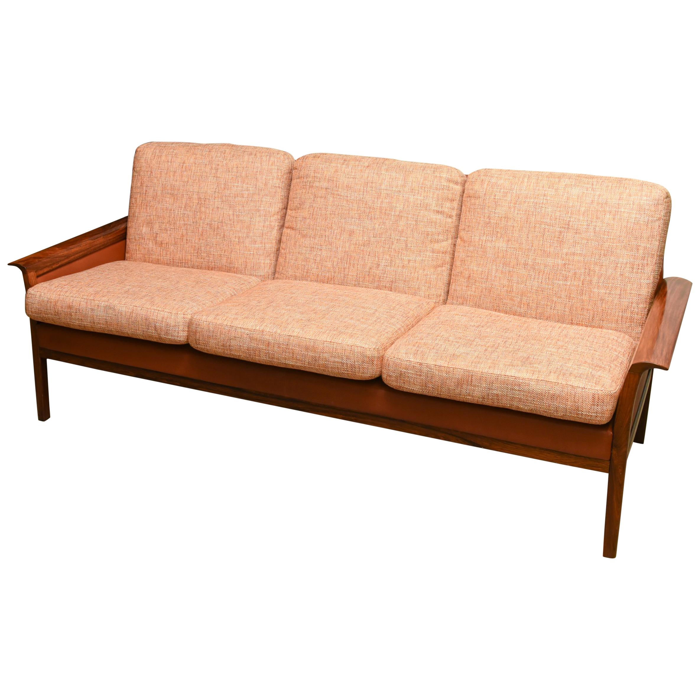 Mid Century Rosewood Scandinavian Three-Seat Sofa, 1960s