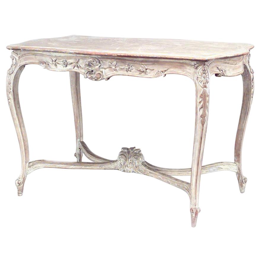 French Louis XV Style Bleached Center Table For Sale