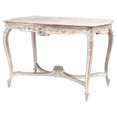 Antique French Louis XV Style Bleached Center Table