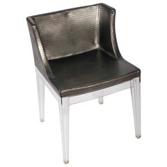 Philippe Stark Mademoiselle Chair Metalic Fabric and Clear Legs
