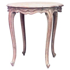 French Louis XV Style Round Bleached End Table