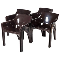Vico Magistretti Brown Plastic Chairs Gaudi