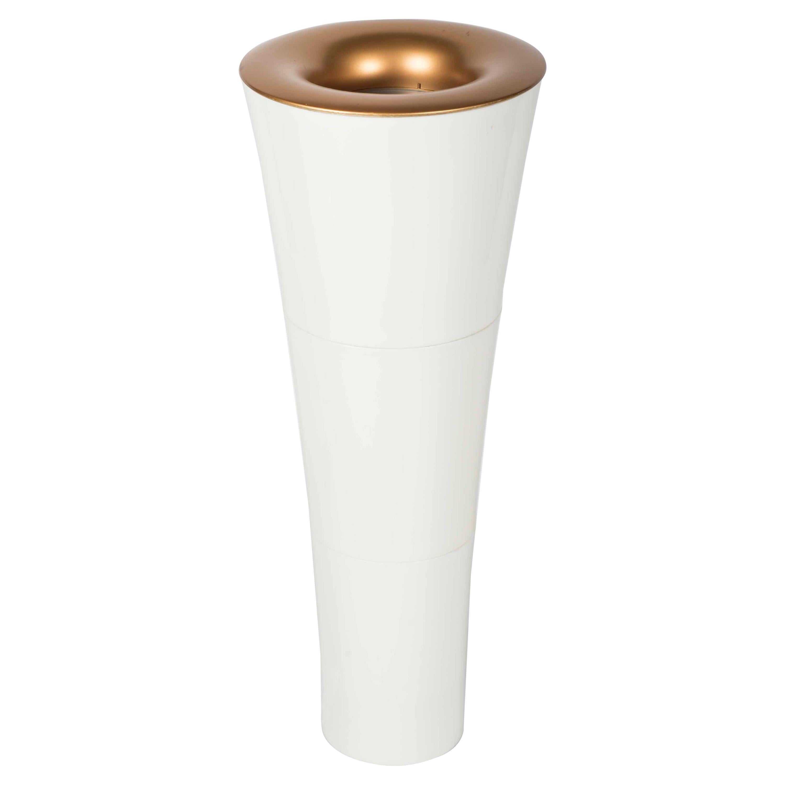 Floor Lamp in White and Gold-Copper For Sale