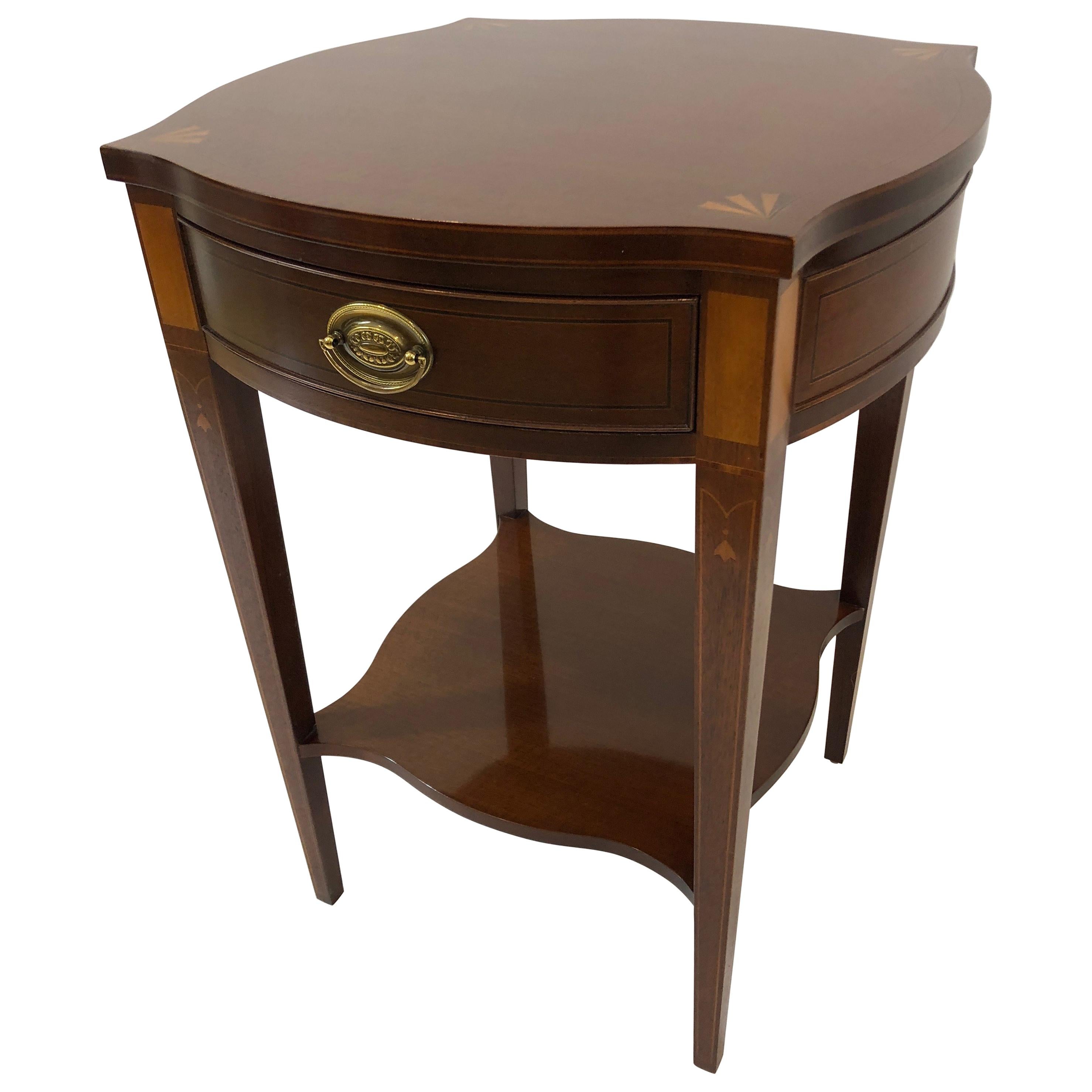Historic Baker Charleston Collection Mahogany Side Table with Fan Inlay