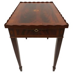 Superb Heckman Mahogany and Inlaid Tea Side Table with Scalloped Edge