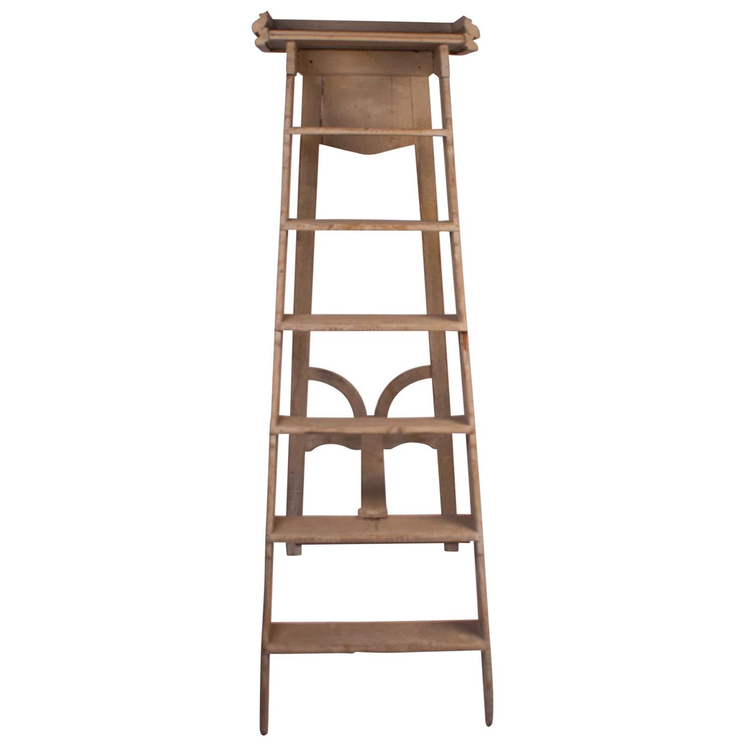 Gray Painted Library Ladder, France, circa 1880