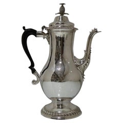 Mid-18th Century Antique George III Sterling Silver Coffee Pot, London, Rober