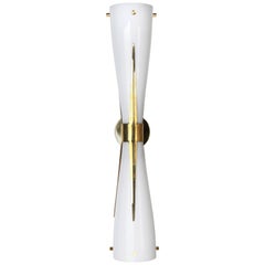 Italian Midcentury Style Murano Glass and Brass Hour-Glass Wall Light