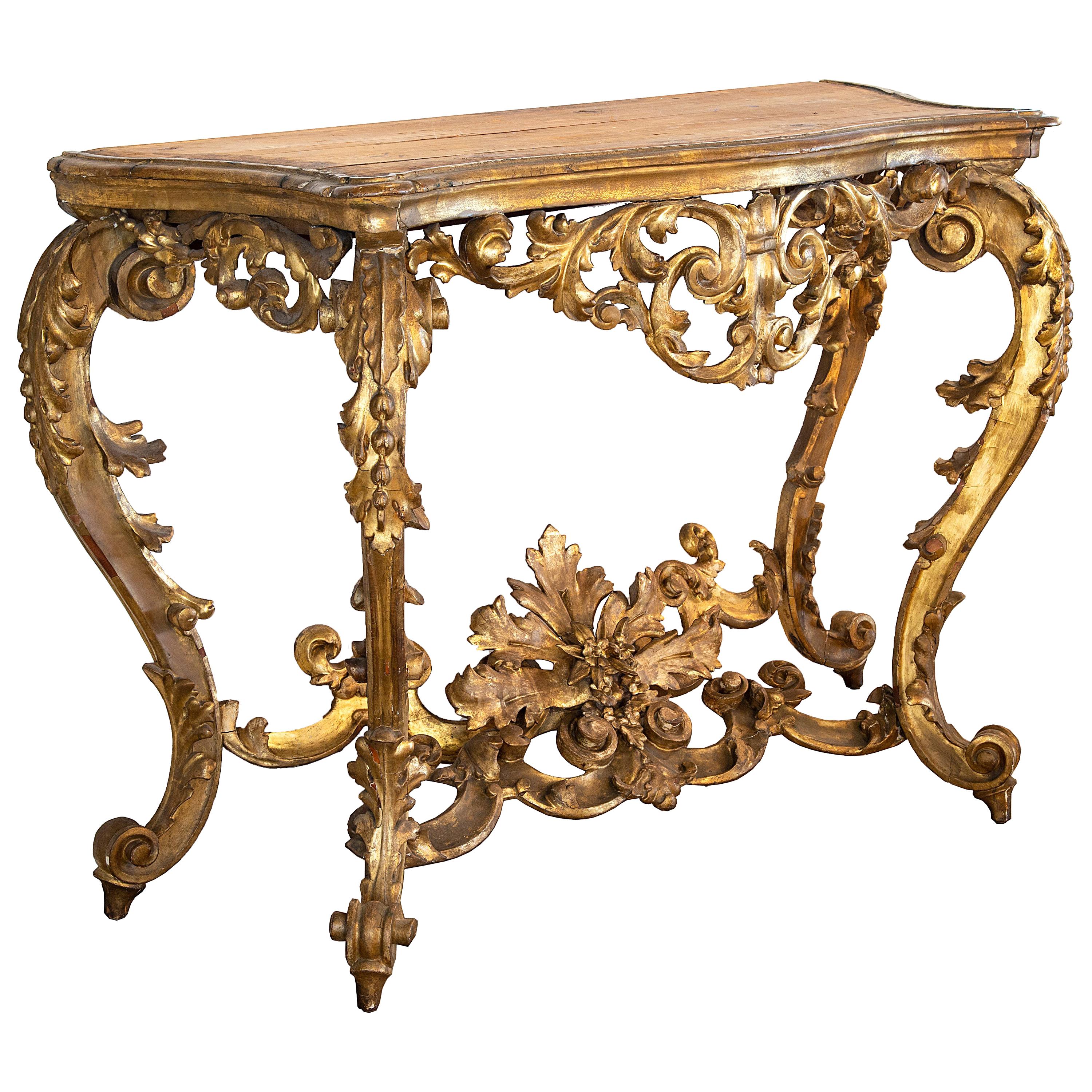 18th Century Italian Giltwood Console For Sale