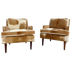 Flair Inc. Lounge Chairs Restored in Brazilian Cowhide, Pair