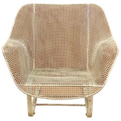 Vintage Russell Woodard Sculptura Metal Mesh Wrought Iron Bouncer Lounge Chair