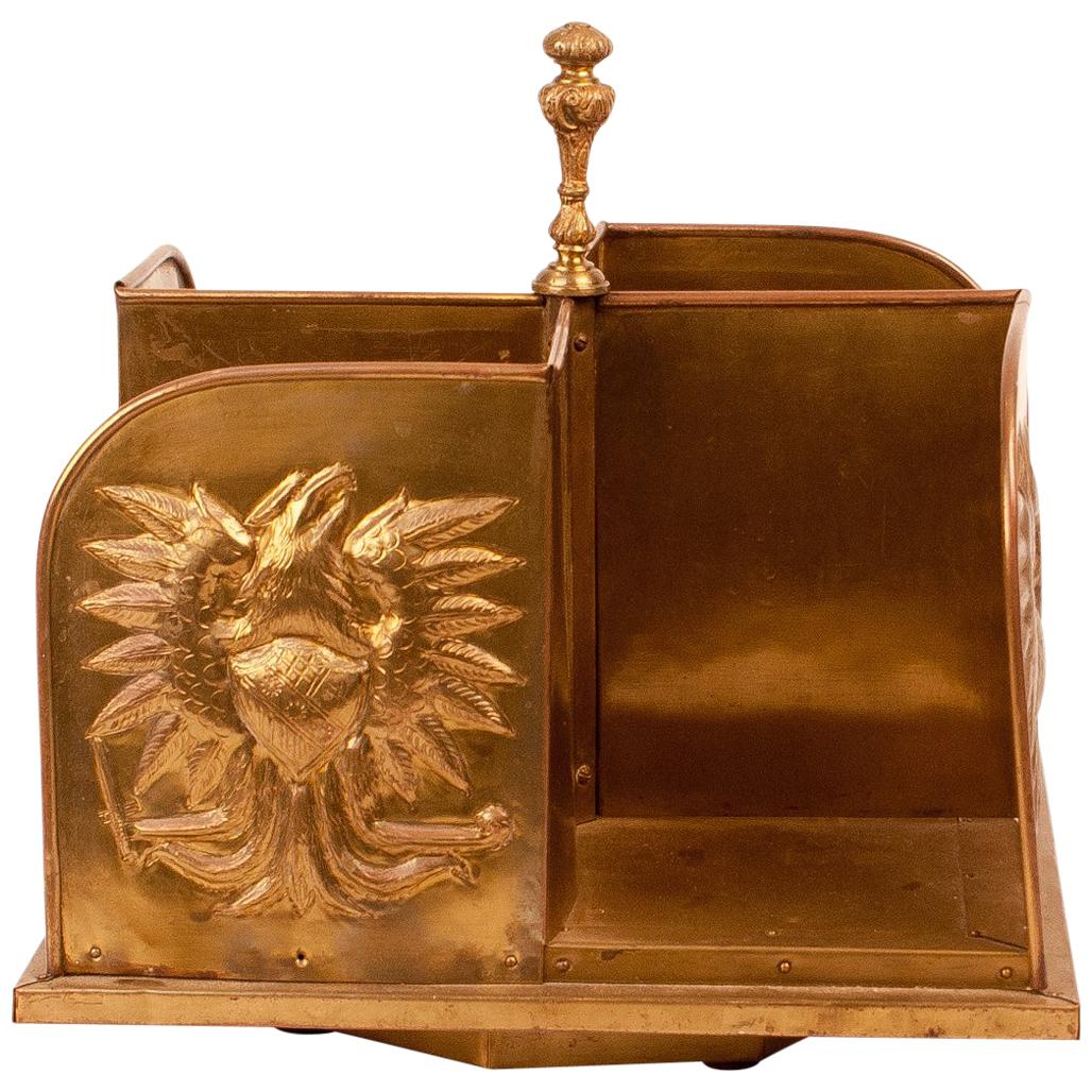 Brass Embossed Book Caddy, circa 1900