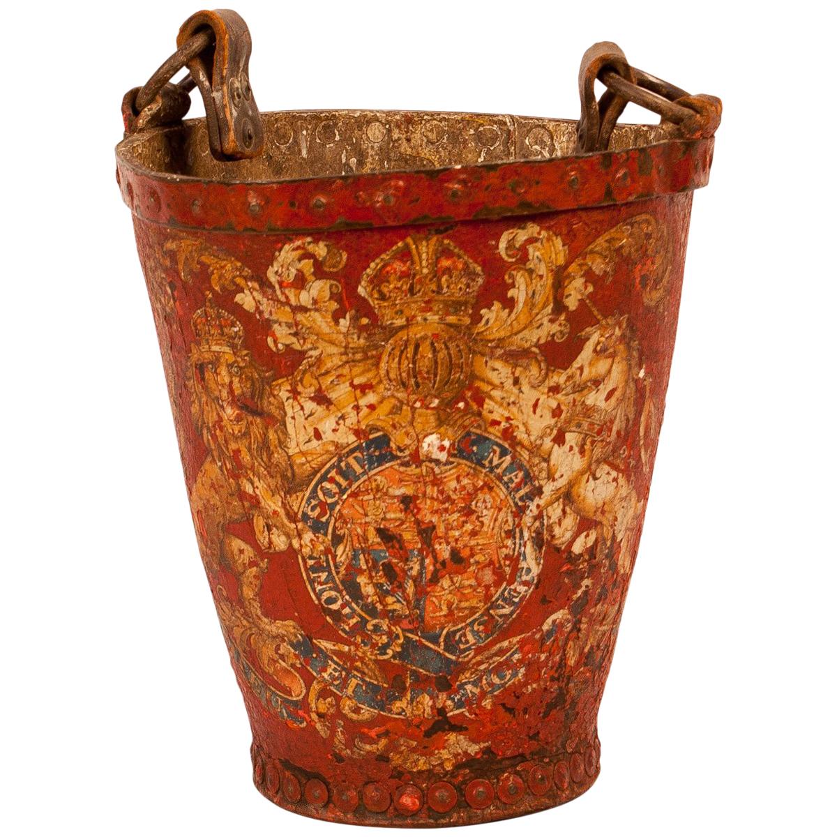 George III Period Red Leather Fire Bucket, England, circa 1780 Late 18th Century