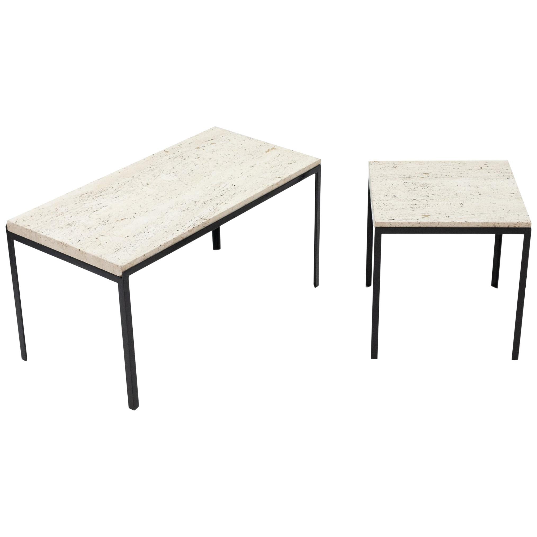 Two Archi Travertine Tables