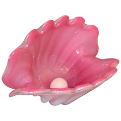 Archimede Seguso Handblown Murano Glass Clam Shell Centerpiece with Pearl