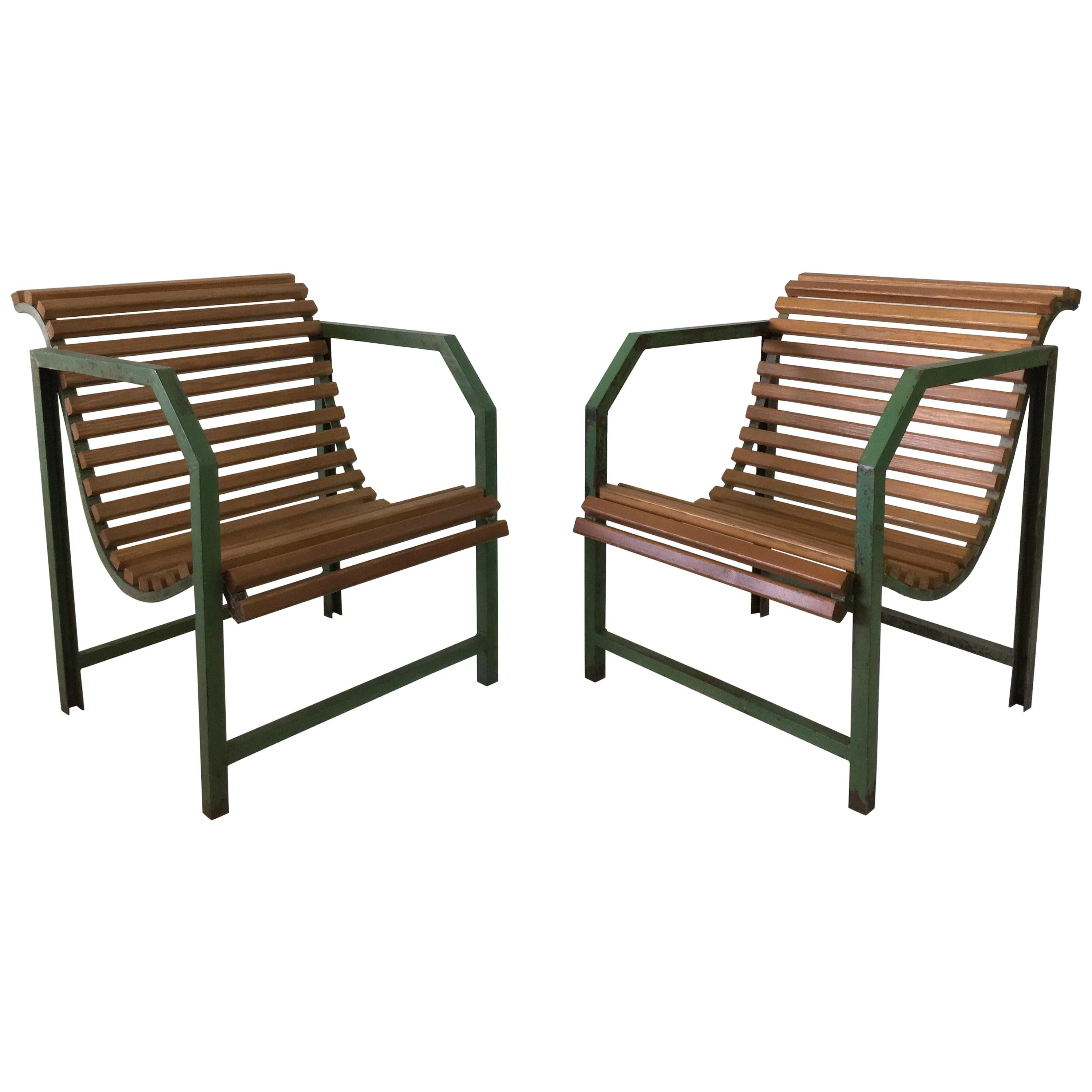 French Industrial Metal Chairs