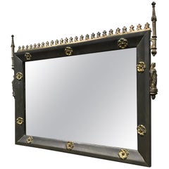 Antique Mirror in ottone e bronzo dorato con sculture di Maria Santissima