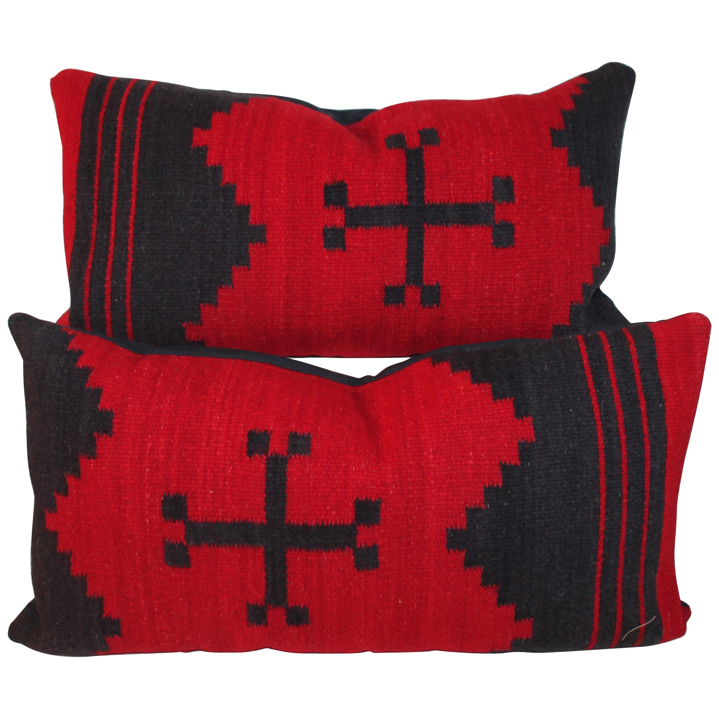 Navajo Indian Weaving Bolster Pillows / Pair For Sale