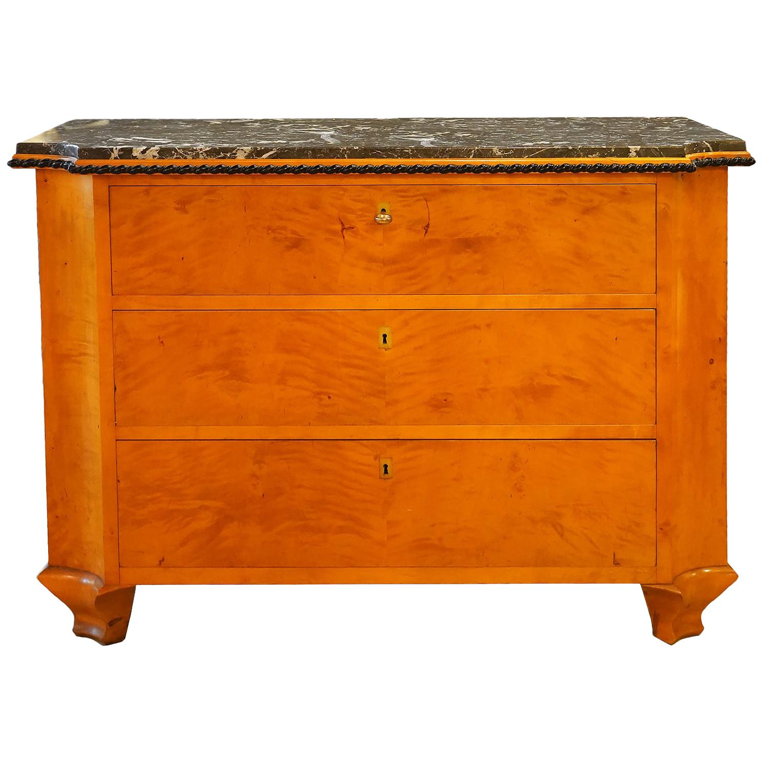 Late 19th Century Austrian Biedermeier Style Marble-Top Chest of Drawers