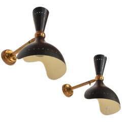 Mid-Century Modern Pair of Italian Wall Sconces after Sarfati, Black