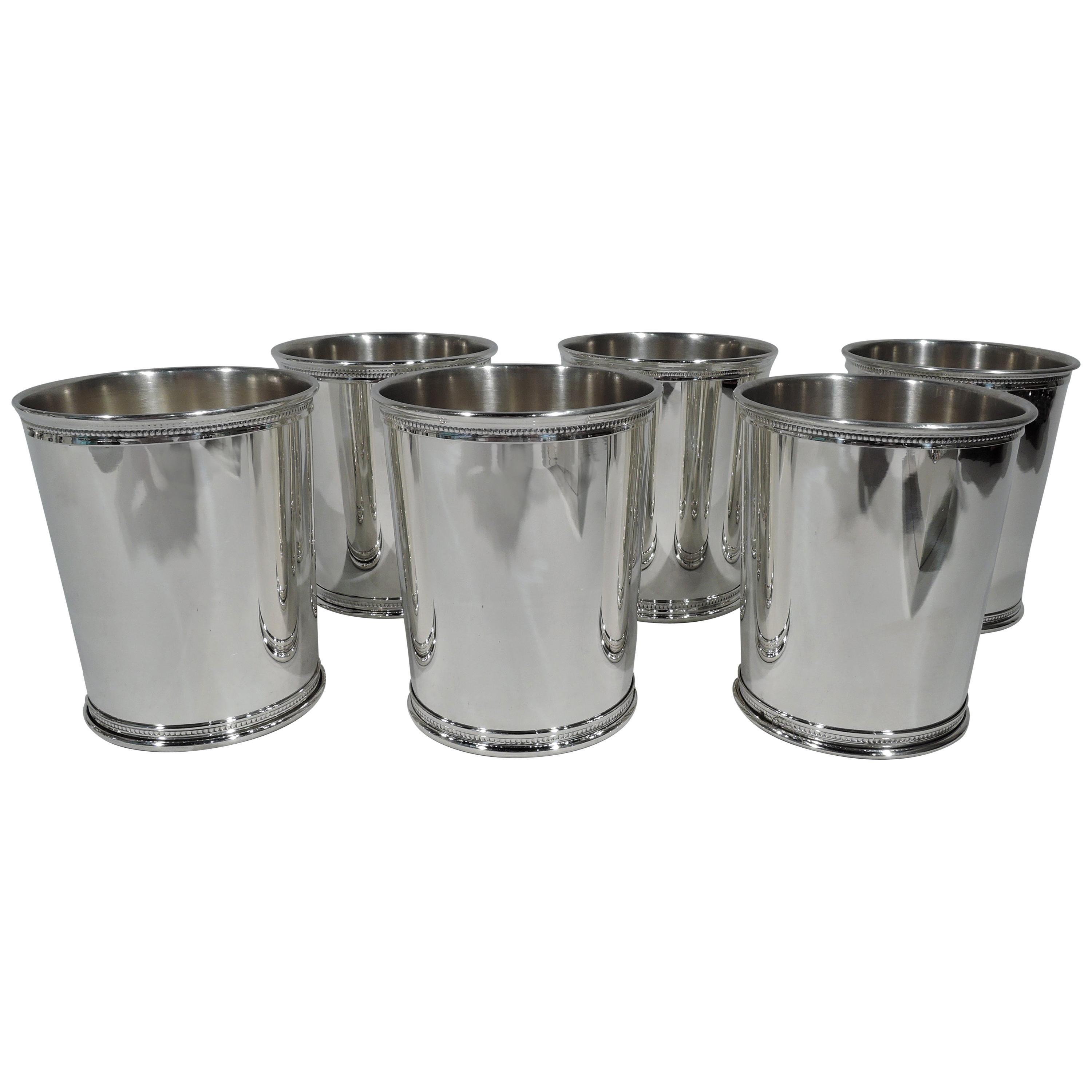 Set of 6 Reed & Barton Sterling Silver Mint Julep Cups from Carter Era