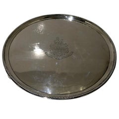 18th Century Antique George III Sterling Silver Salver London, 1788 John Hutson