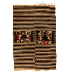 Antike mixtekische Hochland-Serape-Decke aus mexikanischer Wolle