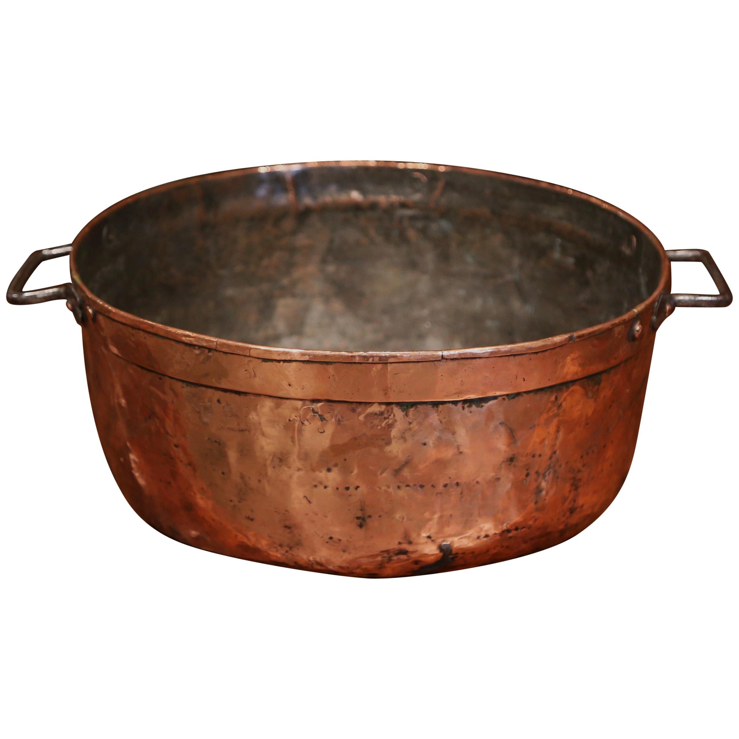 Mid-19th Century French Copper Jelly and Jam Boiling Bowl with Handles