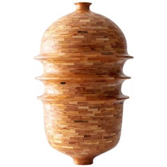 STACKED Triple Ring Vase by Richard Haining, salvaged Heart Pine, Available Now