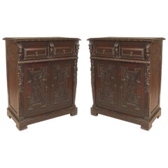 Pair of English Renaissance Stained Oak Cabinets