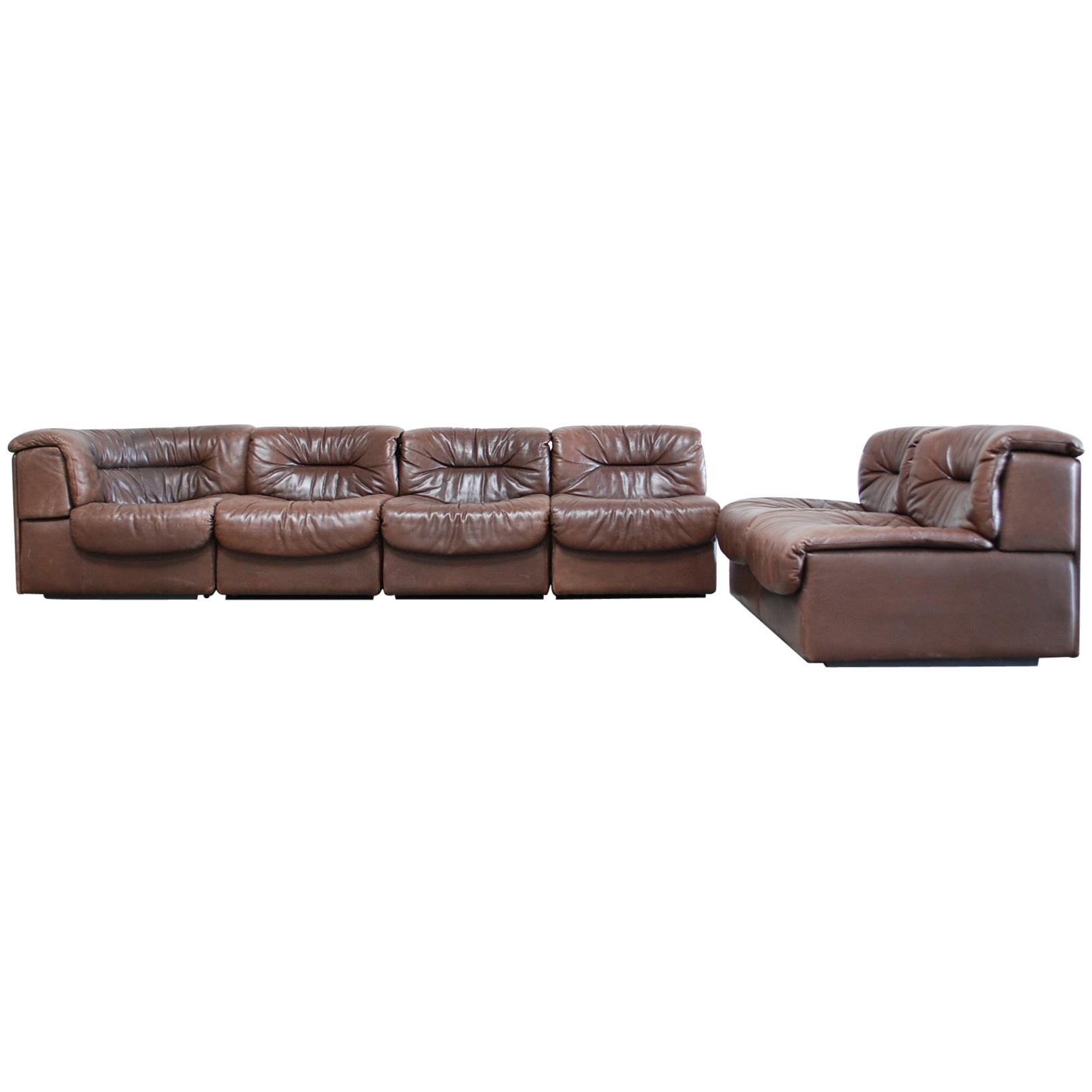 De Sede DS- 14  6x Modul Vintage Leather Sofa Brown