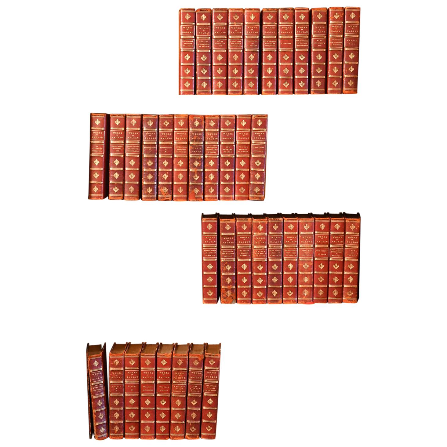 Hanska Edition 40 Leather Volumes, Complete Works of Honore De Balzac