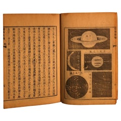 Important Astronomy Telescope Japanese Antique Woodblock Book 1872 Superb Prints