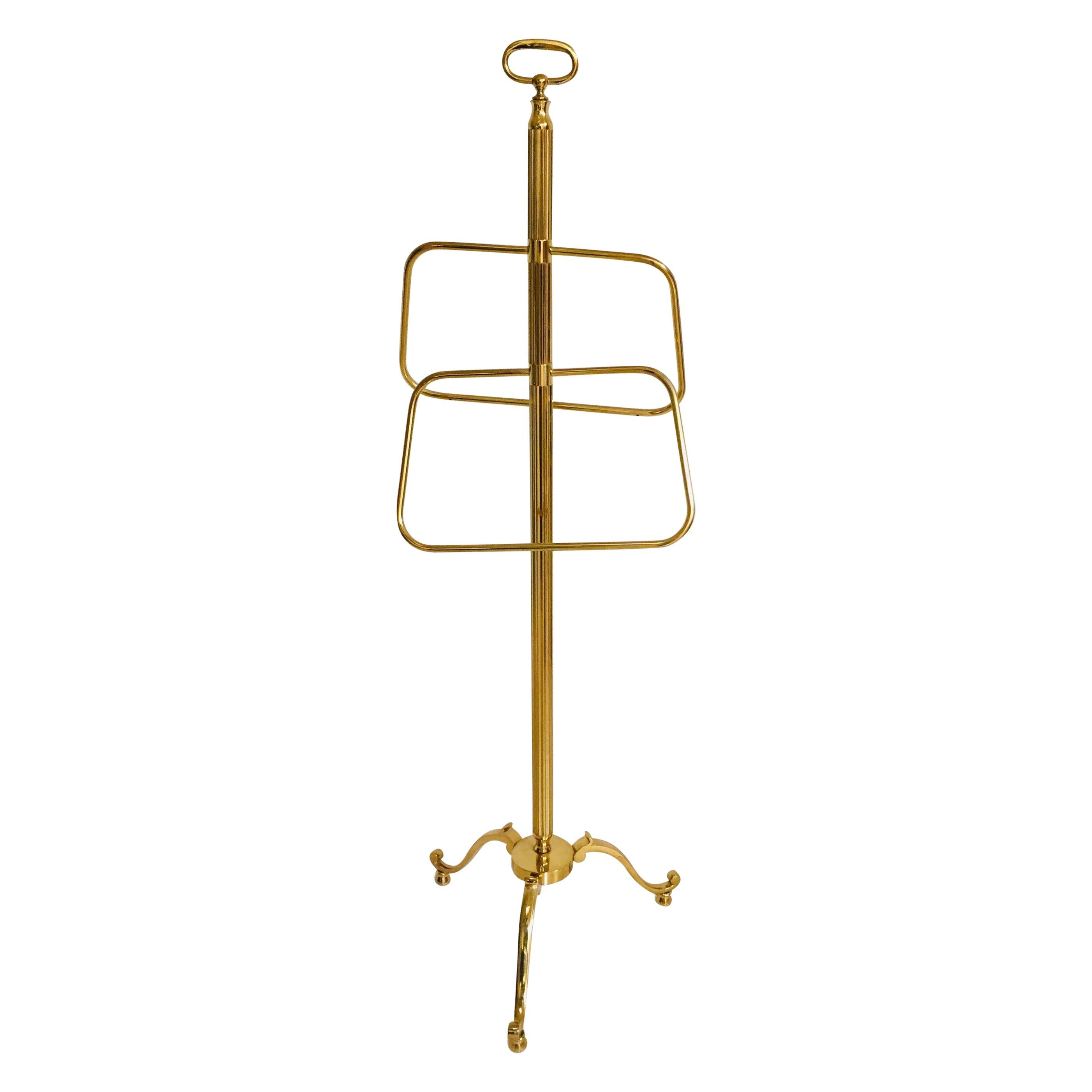 Post Modern Polished Brass Valet Stand, Italy 1970
