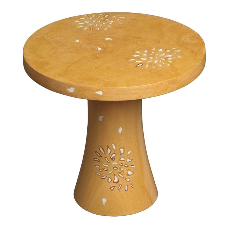 Petals Table Inlay in Jaisalmer Stone Handcrafted in India by Stephanie Odegard For Sale