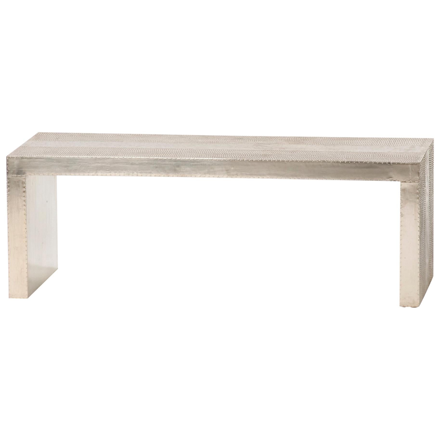 Low Rectangular Table in White Bronze Clad Over MDF by Stephanie Odegard For Sale