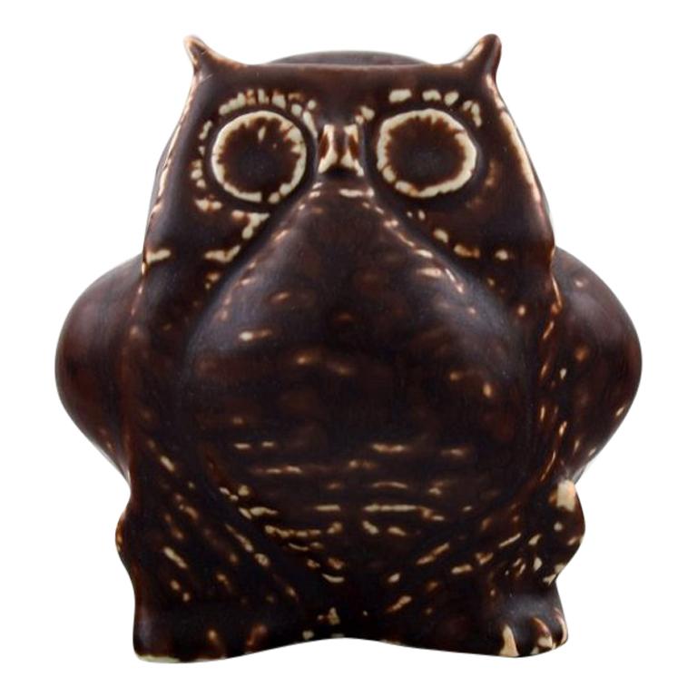 Carl Harry Stålhane, Rörstrand, Stoneware Figure, Owl, Beautiful Glaze