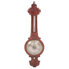 Outstanding Carved Burr Walnut Banjo Barometer