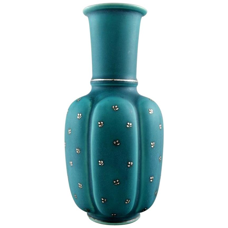 Wilhelm Kåge/Kaage, Gustavsberg, Argenta Art Deco Vase Decorated with Leaves