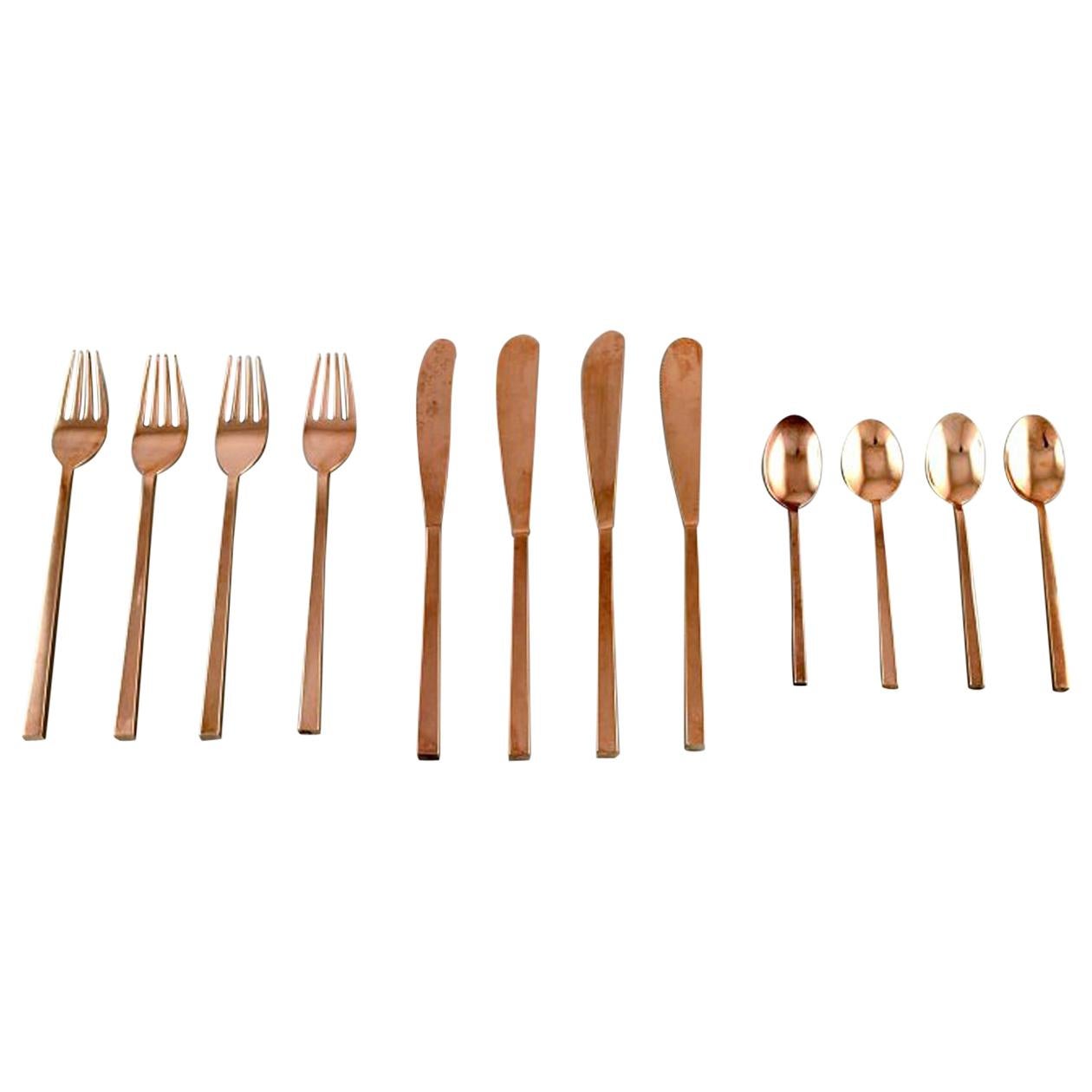 Sigvard Bernadotte 'Scanline' Cutlery in brass Complete for 4 Persons