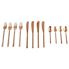 Sigvard Bernadotte 'Scanline' Cutlery in brass Complete for 4 Persons