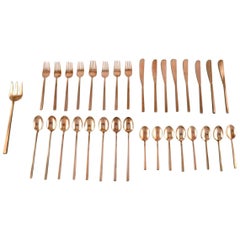 Sigvard Bernadotte 'Scanline' Cutlery in brass Complete for 8 Persons